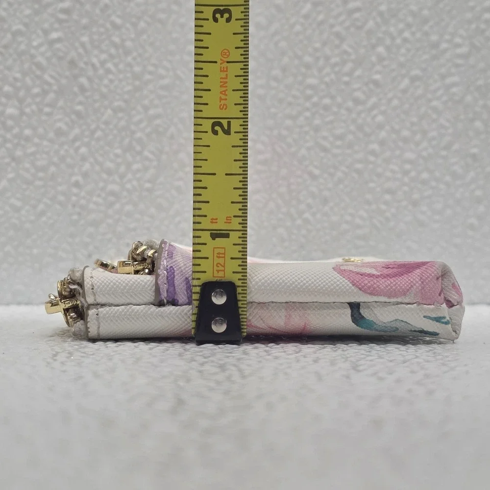 Nanette Lepore White Pink Floral Zip Change Purse Wallet